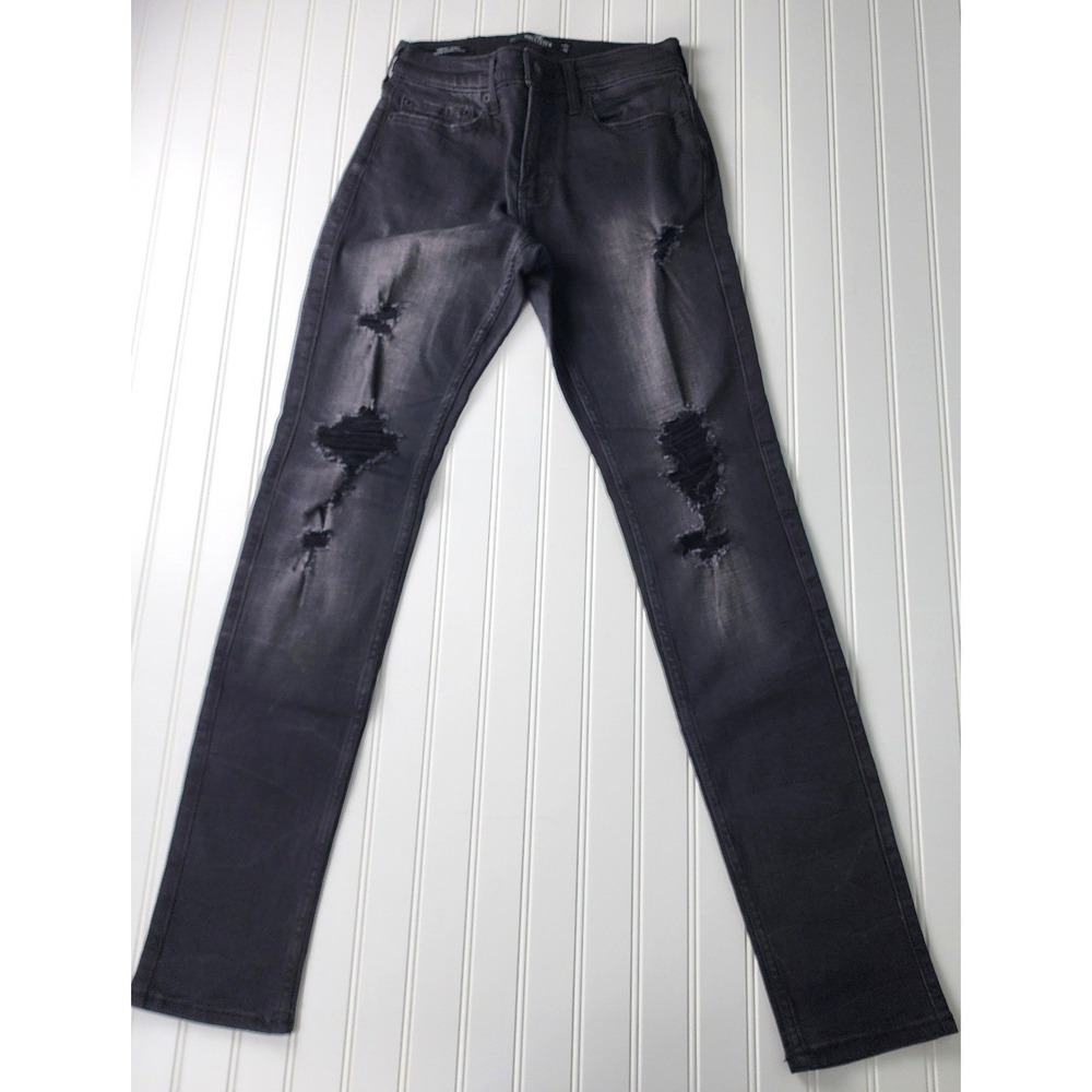 Hollister Stacked Skinny Jeans‎ Mens 28x30 Black Distressed Advanced Stretch